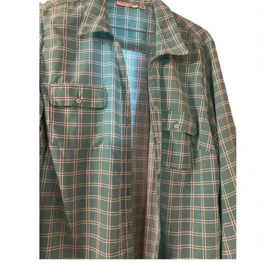 REBECCA MALONE 3X TEAL BUTTON DOWN SHIRT